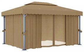 tópszínű alumíniumpavilon függönnyel 4 x 3 m