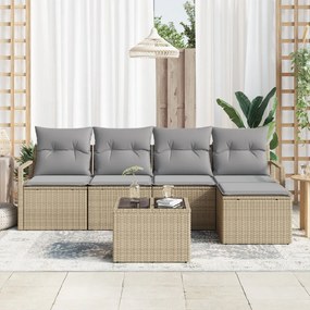 Kerti Kanapé Szett párnával 6 pcs Beige és Világosszürke
