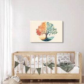 Kép – Duális fa pillangóval (90x60 cm)