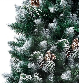 megvilágított műkarácsonyfa gömb szettel és tobozzal 240 cm