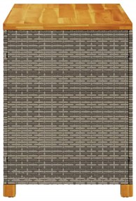 szürke polyrattan és akácfa kerti tárolóláda 110 x 55 x 63 cm