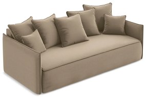 Világosbarna bársony kinyitható-tárolóhelyes kanapé 225 cm Hula – Makamii