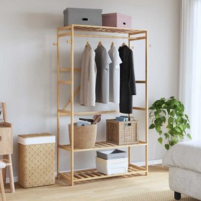 bambusz ruhaállvány polcokkal 110x40x175 cm