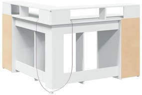 fehér szerelt fa íróasztal LED-világítással 130 x 130 x 91 cm