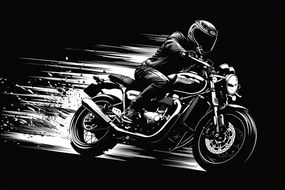 Canvas Dinamikus Motorkerékpár Sebesség Vászonkép Fekete-fehér 60x40