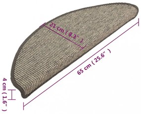 15 db szürke és bézs színű öntapadó lépcsőszőnyeg 65x21x4 cm