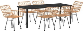 vidaXL Kert étkező szett 7 pcs Barna Porszórt acél