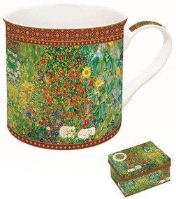 Porcelánbögre dobozban, 300ml, Klimt: Kert napraforgókkal