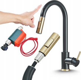 Konyhai Csaptelep Mozgásérzékelővel Érintőképernyős Csaptelep Konyhai Fekete Arany