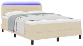 vidaXL Ágykeret Matrac és LED Világítással Krém Színben 140x200 cm Szövet