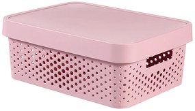 Curver Infinity Dots doboz 11L fedéllel rózsaszín