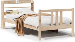 vidaXL tömör fenyőfa ágykeret fejtámlával 90 x 190 cm