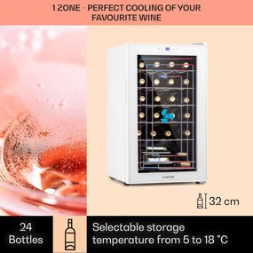 Klarstein Shiraz 24 Uno, borhűtő, 63 liter, 24 palack, 5-18°C, érintőképernyős vezérlőpanel