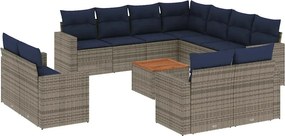 vidaXL 12 részes szürke polyrattan kerti ülőgarnitúra párnákkal