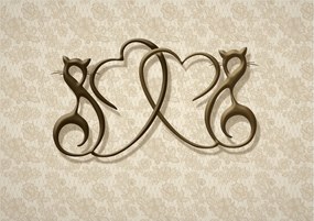 Fotótapéta Macskák szerelem szív elegáns 368x254 elegáns finom +ragasztó