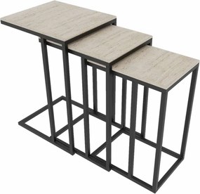 Mira dohányzóasztal, fekete-travertin, 42 cm