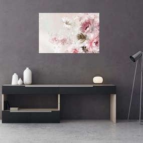 Kép - Festés rózsaszín virágok (90x60 cm)
