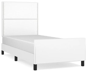fehér műbőr ágykeret fejtámlával 100x200 cm