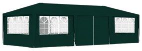 zöld rendezvénysátor oldalfalakkal 4 x 9 m 90 g/m²