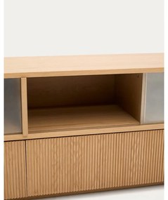 Natúr színű TV-állvány tölgyfa dekorral 200x54x40 cm Helvine – Kave Home