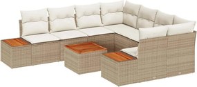vidaXL Kerti Kanapé Szett párnával 9 pcs Bézs Poli rattan