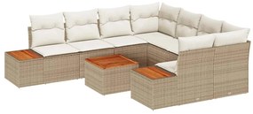 vidaXL Kerti Kanapé Szett párnával 9 pcs Bézs Poli rattan