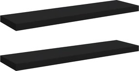 vidaXL 2 db fekete MDF lebegő fali polc 90 x 23,5 x 3,8 cm