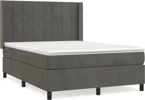 vidaXL sötétszürke bársony rugós ágy matraccal 140x190 cm