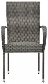 4 db szürke rakásolható polyrattan kültéri szék