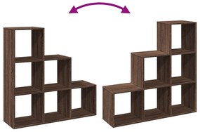 3 szintes barna tölgy fa térelválasztó könyvespolc 99x29x99 cm