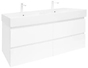SAT B-Way Fürdőszobaszekrény mosdóval 119x50x45 cm fehér fényes BWAY2120WU2BB