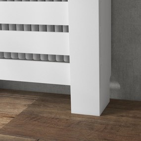 HOMCOM Radiátor Burkolat, Radiátor Szekrény, Horizontális Rácsos Design, Fiókkal, Nappaliba, Hálószobába, Előszobába, Fa, 78 x 19 x 95.5 cm, Fehér | A