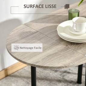 HOMCOM Ovális Meghosszabbítható Étkezőasztal Készlet 2 Székkel - Összecsukható Asztal - Fém és MDF - Fekete és Natur | Aosom