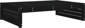 vidaXL fekete tömör fenyőfa kerti lábzsámoly párnával 120x80 cm