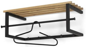 Fekete-natúr színű fém fali fogas polccal 76 cm Marco – Spinder Design