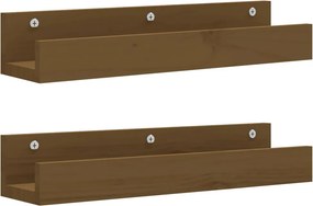 vidaXL 2 db mézbarna tömör fenyőfa fali polc 50 x 12 x 9 cm