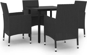 vidaXL 5 részes polyrattan és üveg kerti étkezőgarnitúra párnákkal