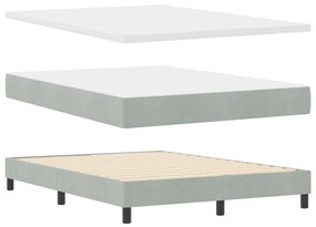 Boxrugós ágy matraccal, világosszürke, 140x190 cm, bársonyos