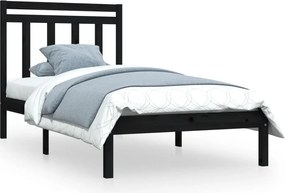 vidaXL fekete tömör fa ágykeret 100 x 200 cm