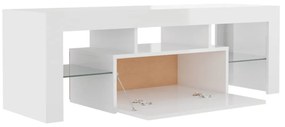 magasfényű fehér TV-szekrény LED-lámpákkal 120 x 35 x 40 cm