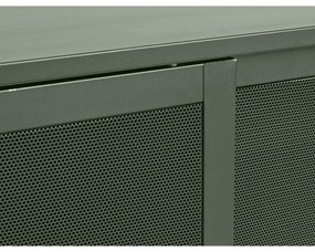 Sötétzöld fém alacsony komód tolóajtóval 160x75 cm Veep – Unique Furniture