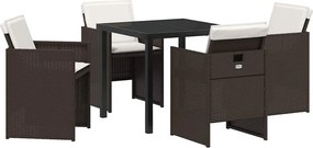 vidaXL Kert étkező szett párnával 5 pcs Barna polirattan