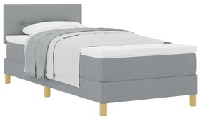 Boxspring ágy matraccal, világosszürke, 90x200 cm, szövet