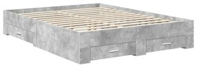 vidaXL Ágykeret fiókkal fejtámlával Beton Szürke 150 x 200 cm Faanyag