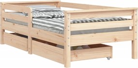 vidaXL tömör fenyőfa gyerekágykeret fiókokkal 70 x 140 cm