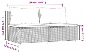 vidaXL 2 db barna polyrattan kerti középső kanapé párnával