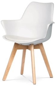 Műanyag Étkezőfotel Fehér Színben Műbőr Ülőpárnával, Bükkfa Lábbal. CT-771