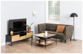 Fekete-natúr színű TV-állvány tölgyfa dekorral 140x45 cm Seaford – Actona