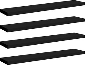 vidaXL 4 db fekete MDF lebegő fali polc 120 x 23,5 x 3,8 cm