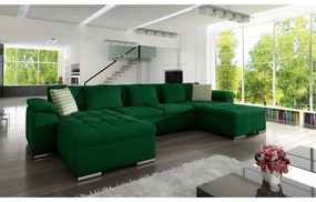 BALTIMORE U alakú kinyitható kanapé - sötétzöld
